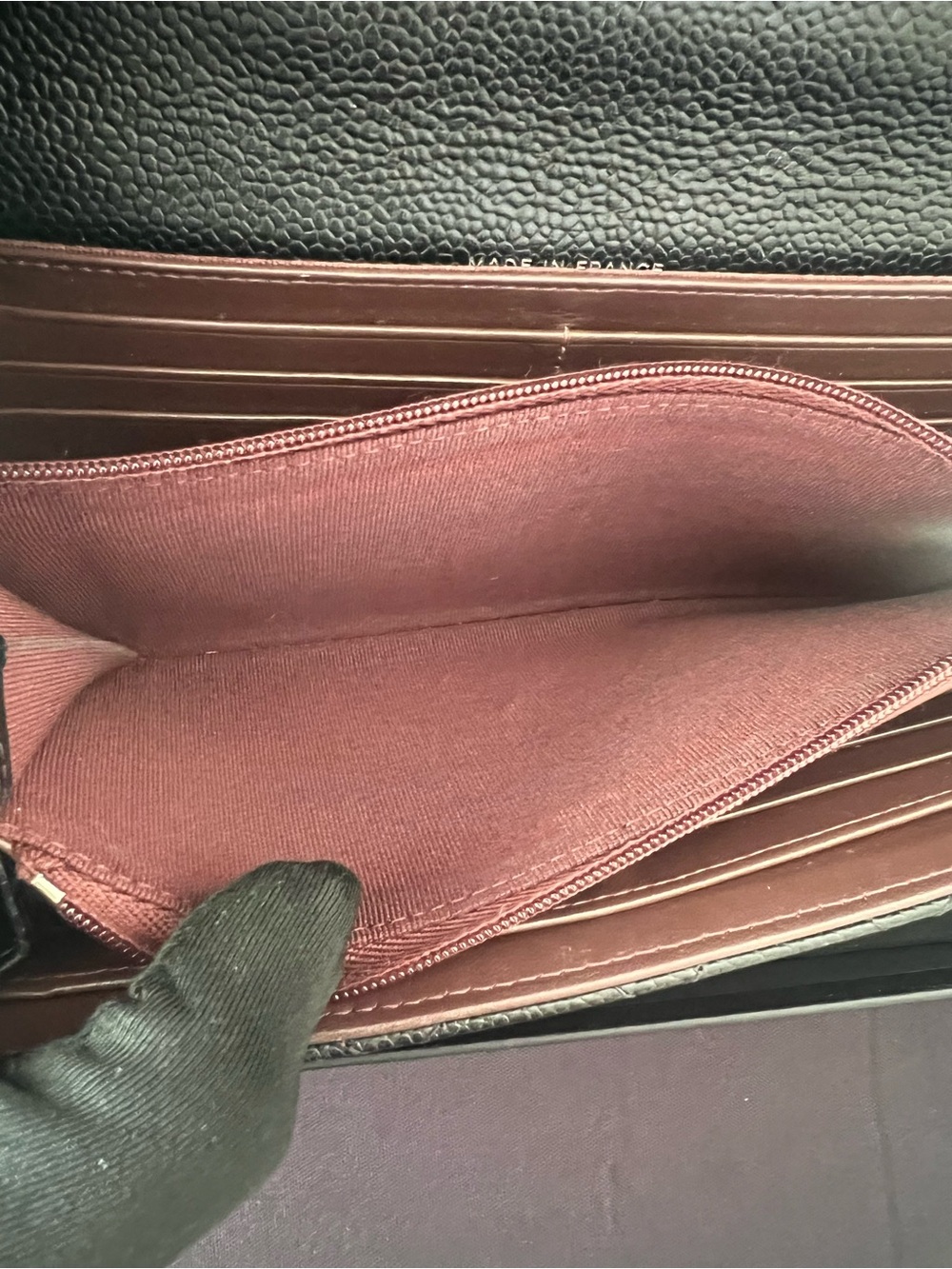 🎁AUTH. CHANEL CAVIAR CLASSIC FLAP  WALLET WITH CHAIN. - Picture 6 of 16